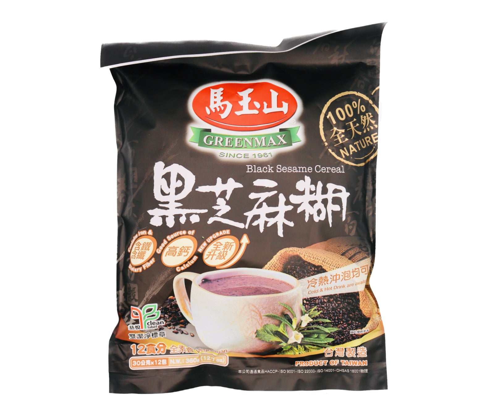 Greenmax Black Sesame Cereal 馬玉山黑芝麻糊(30g*12Pcs) 360g – Tuk