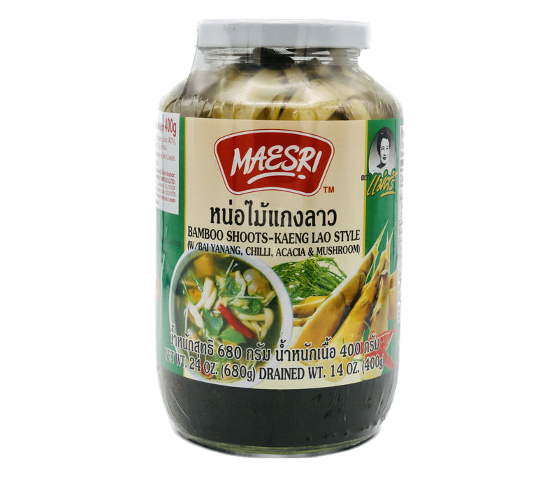 Maesri Bamboo Shoot in Bai Yanang Juice with Chilli & Mushroom (Kaeng Lao Style) 400g | Tuk Tuk Mart