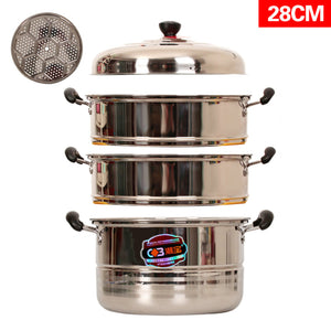 CB Brand 28cm 3 Layer Steamer Pot 潮宝欧式复底多用锅（组合盖） | Tuk Tuk Mart