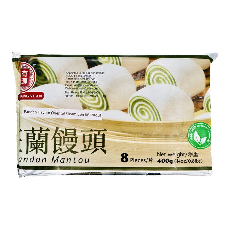Jia You Liang Yuan Pandan Flavour Oriental Steam Bun (Montou) 佳有良源班蘭饅頭 (8 Pcs) 400g (Frozen) | Tuk Tuk Mart