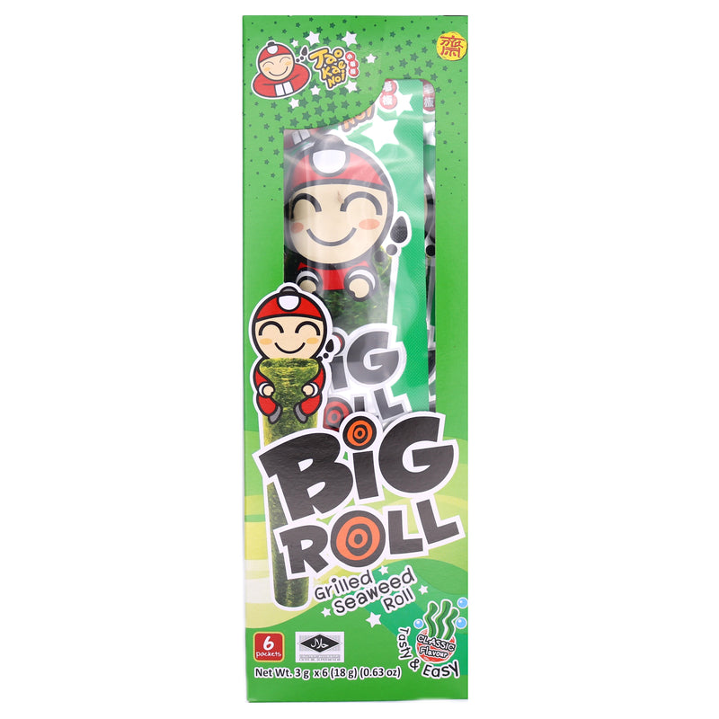 Tao Kae Noi Big Roll Grilled Seaweed Roll Classic Flavour (6x3g) 18g - Tuk Tuk Mart