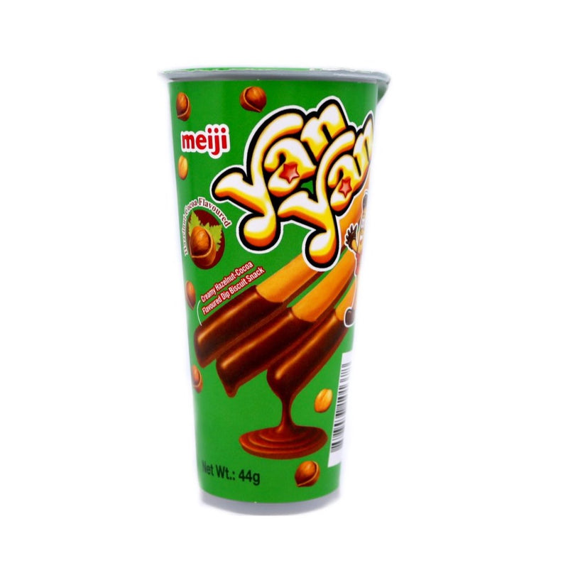Meiji Yanyan Biscuit with Cream Hazelnut-Cocoa Flavoured Cream Dip 44g - Tuk Tuk Mart