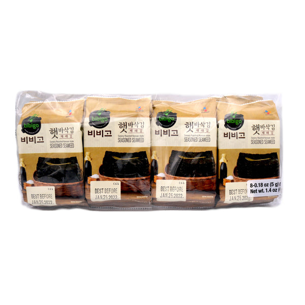 Bibigo Savoury Roasted Korean-Style Seasoned Seaweed (8 packs) 40g (8x5g) - Tuk Tuk Mart