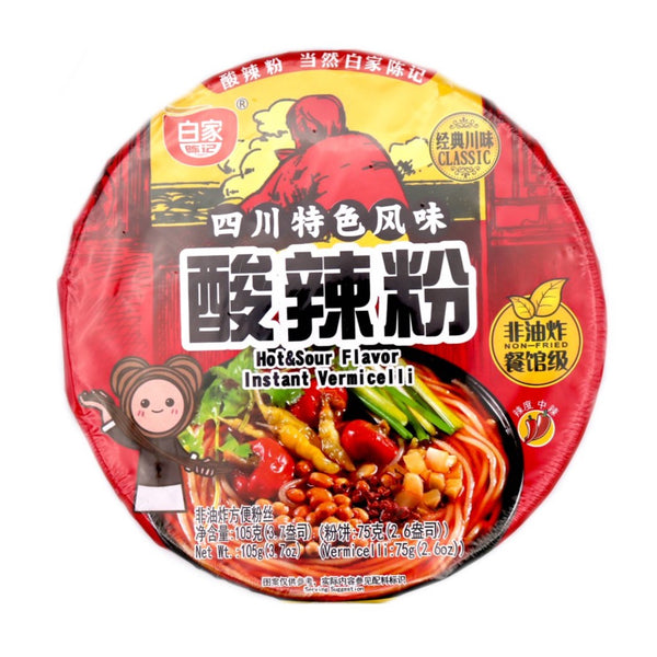 Baijia Hot & Sour Flavour Instant Vermicelli (Bowl) 白家四川特色風味酸辣粉 105g - Tuk Tuk Mart