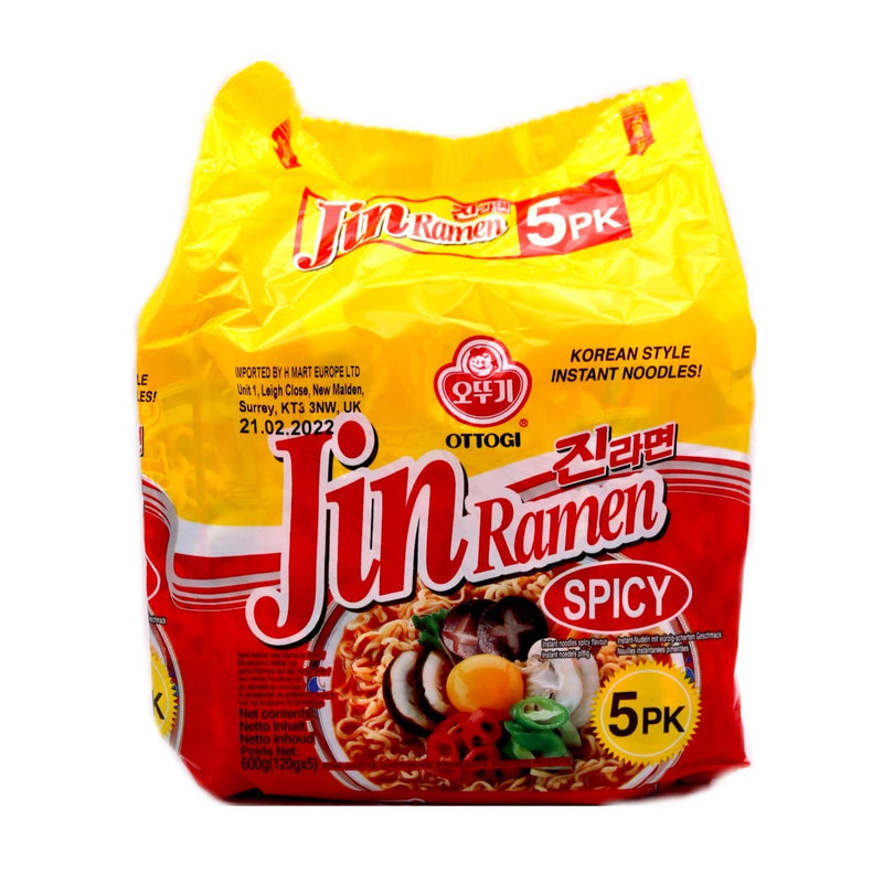 Ottogi Jin Ramen (Spicy) 600g (5x120g) - Tuk Tuk Mart