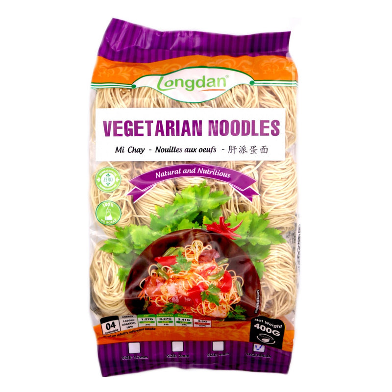 Longdan Vegetarian Noodles 肝派蛋麵 400g - Tuk Tuk Mart