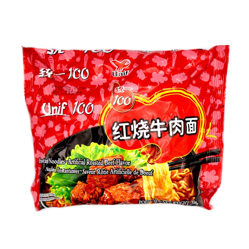 Unif 100 Instant Noodles Artificial Roasted Beef Flavour 統一100紅燒牛肉麵 108g - Tuk Tuk Mart