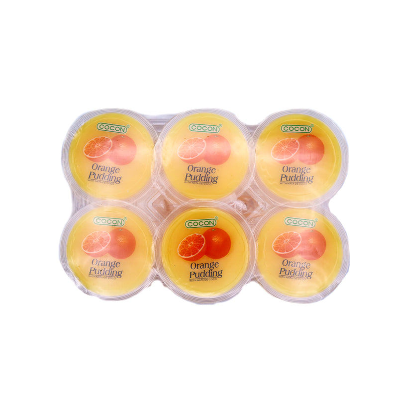 Cocon Orange Pudding with Nata De Coco (Coconut Gel Pieces) 6x80g - Tuk Tuk Mart