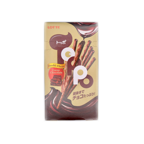 Lotte Toppo Cocoa Flavoured Pretzel Stick with Chocolate Filling (Double Flavour - Cocoa Chocolate) 40g - Tuk Tuk Mart