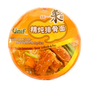 Unif Artificial Stewed Pork Chop Flavour Instant Noodles (Bowl) 110g - Tuk Tuk Mart