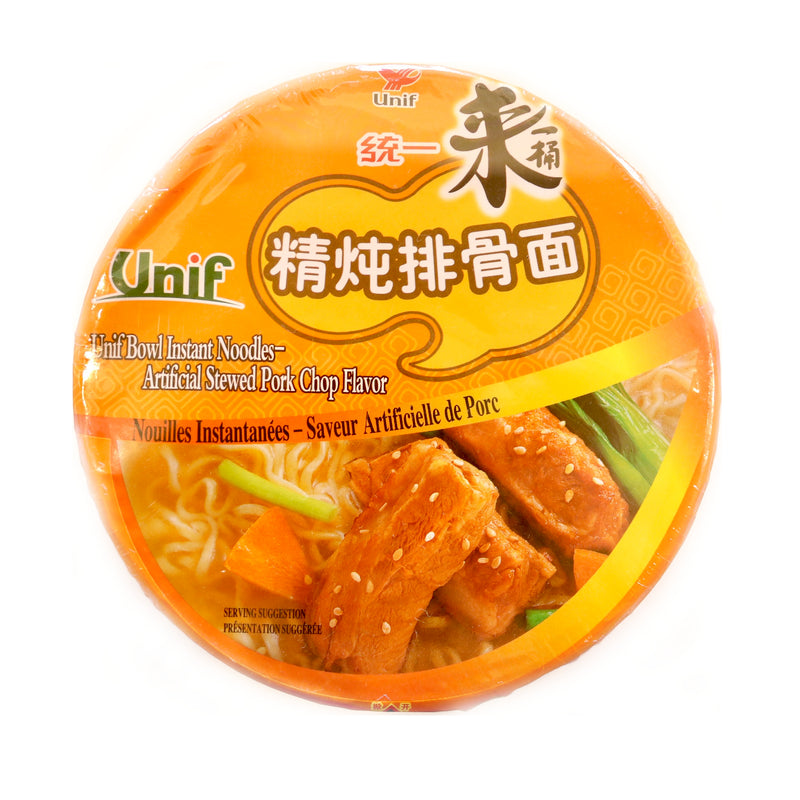 Unif Artificial Stewed Pork Chop Flavour Instant Noodles (Bowl) 110g - Tuk Tuk Mart
