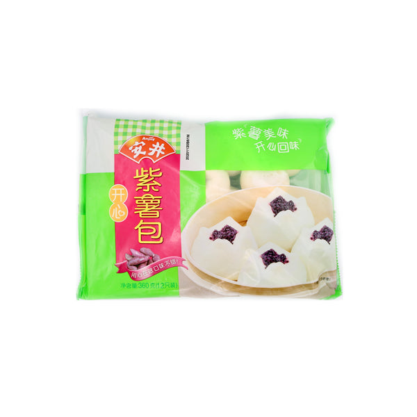 Anjoy Purple Potato Paste Bun 360g (12 Pcs) (Frozen) - Tuk Tuk Mart