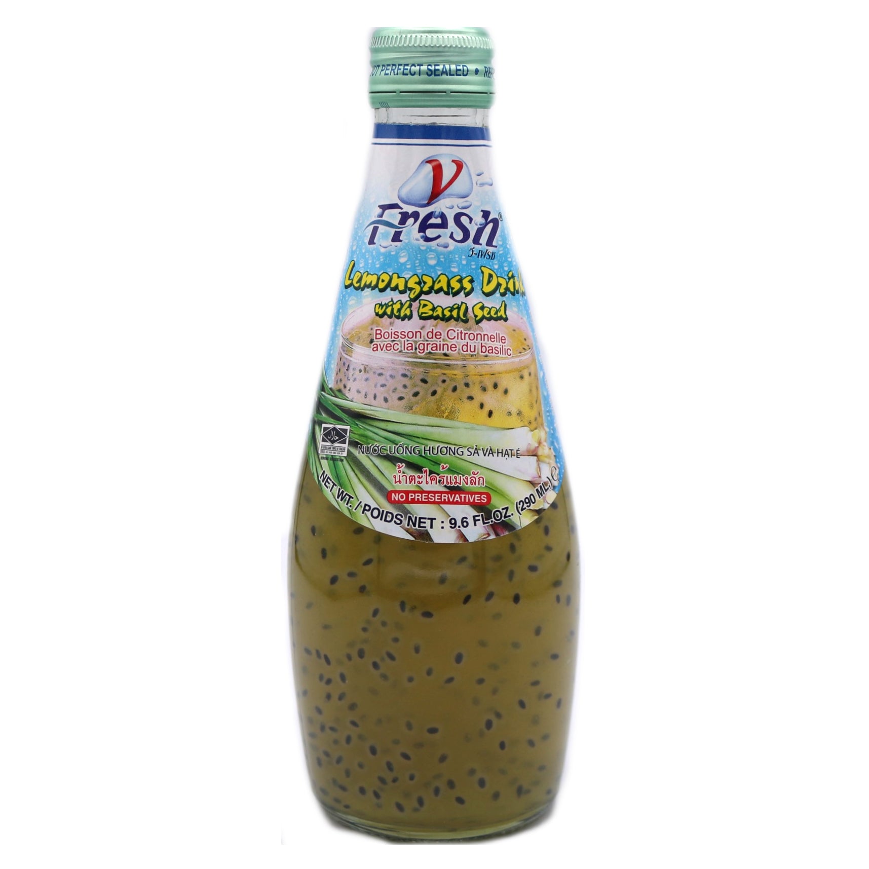 V Fresh Lemongrass Drink with Basil Seed 290ml Tuk Tuk Mart