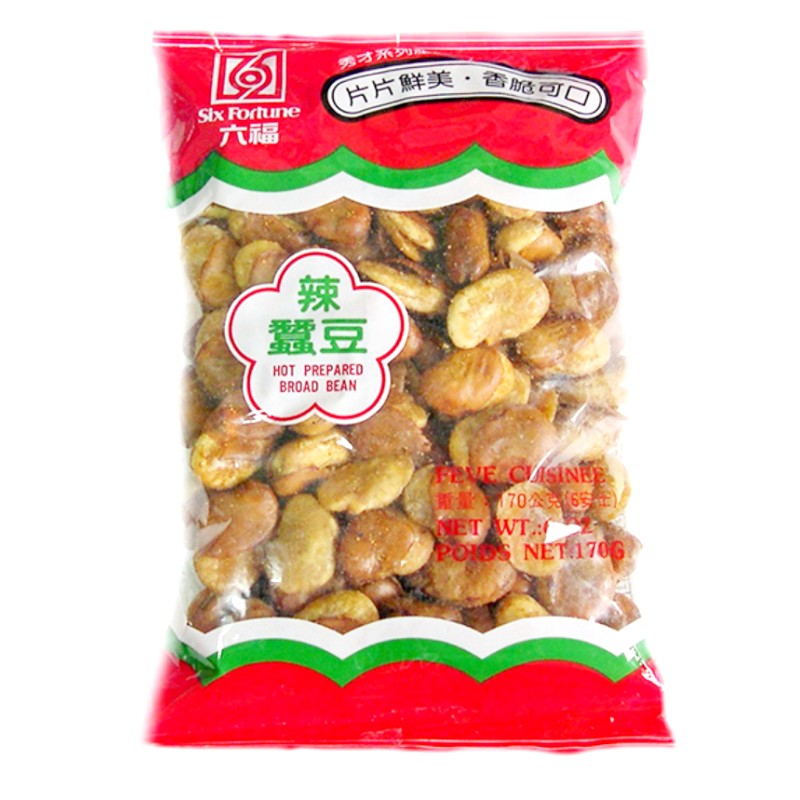 Six Fortune Prepared Broad Bean - Hot 六福辣蠶豆 170g | Tuk Tuk Mart