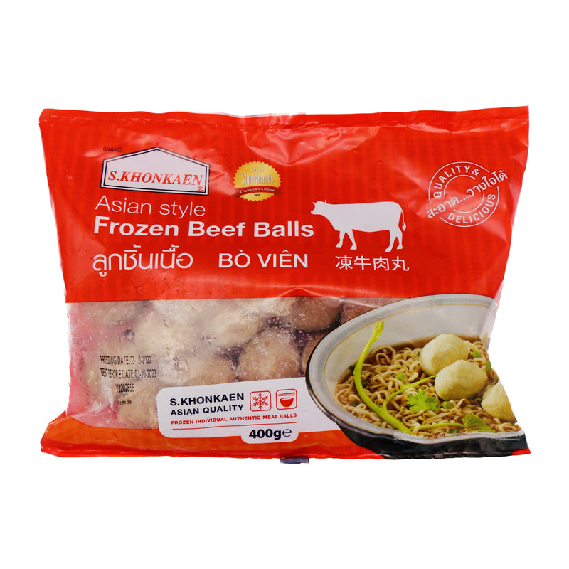 S. KHONKAEN Asian Style Frozen Beef Balls 凍牛肉丸 400g (Frozen) | Tuk Tuk Mart