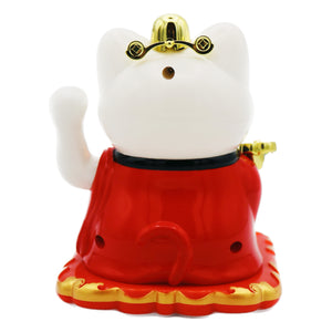 Solar Lucky Cat with Gold Ruyi and Prosperity/祿 Design 太陽能招財貓 12cm | Tuk Tuk Mart