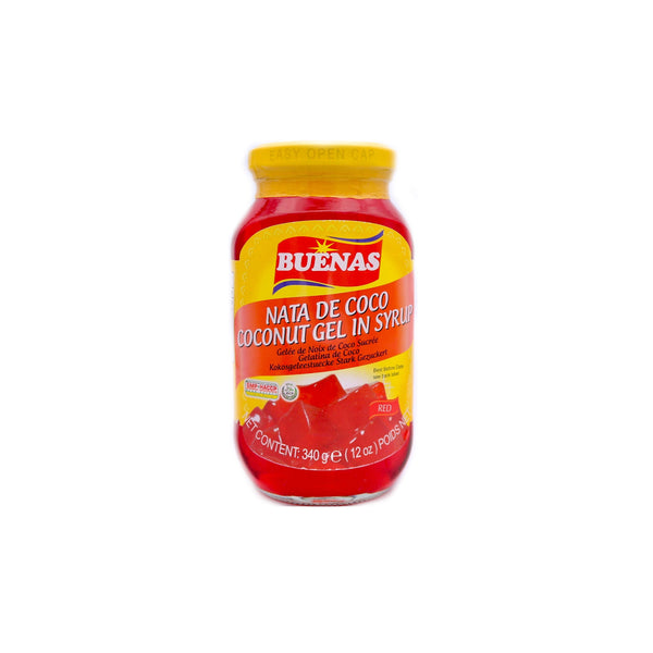 Buenas Nata De Coco Coconut Gel in Syrup Red 340g | Tuk Tuk Mart