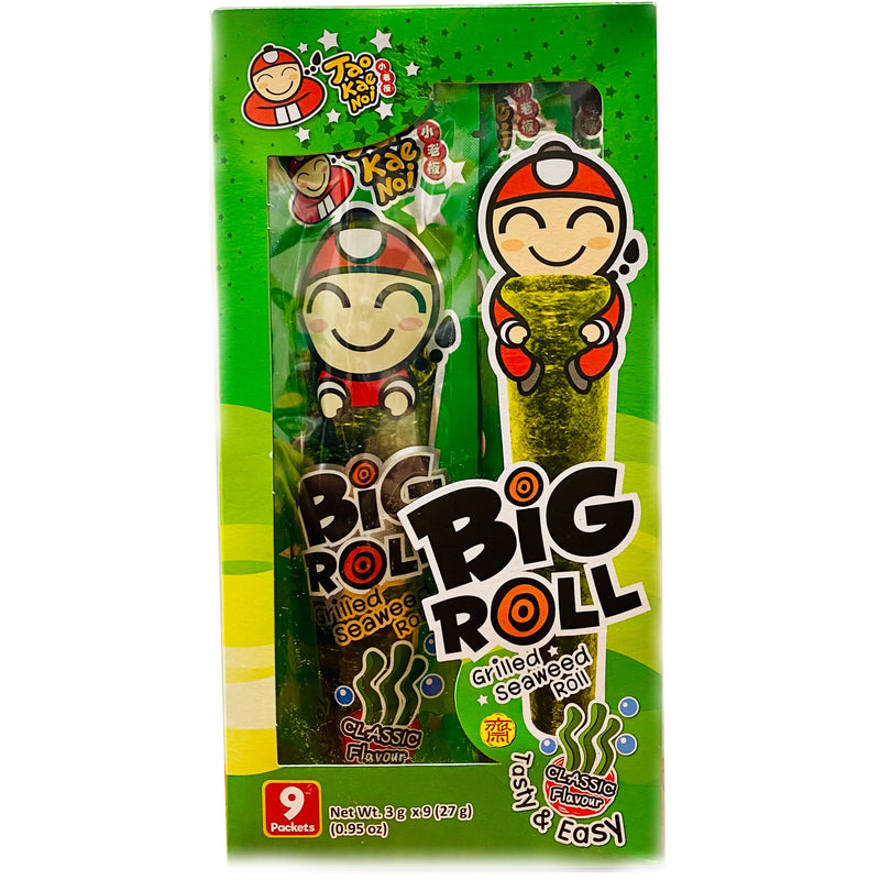 Tao Kae Noi Big Roll Grilled Seaweed Roll Classic Flavour (9 x 3g) 27g | Tuk Tuk Mart