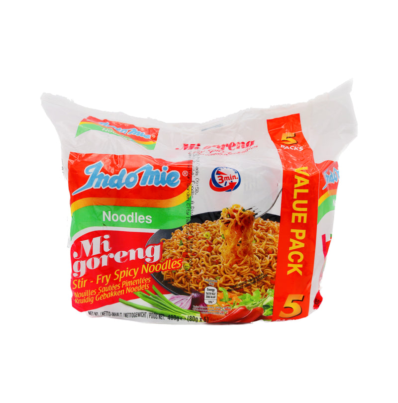 Indomie Instant Noodles Mi Goreng Stir-Fry Spicy Noodles (80g*5Pcs) 400g | Tuk Tuk Mart