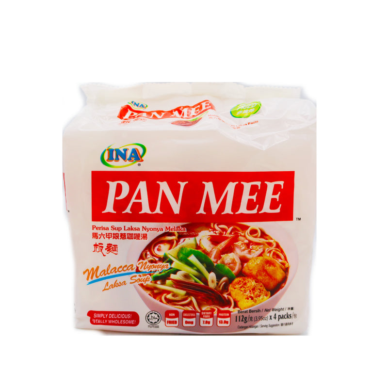 INA Pan Mee Malacca Nyonya Laksa Soup 馬六甲娘惹咖哩湯板麵 (112g*4 Pcs) 448g | Tuk Tuk Mart