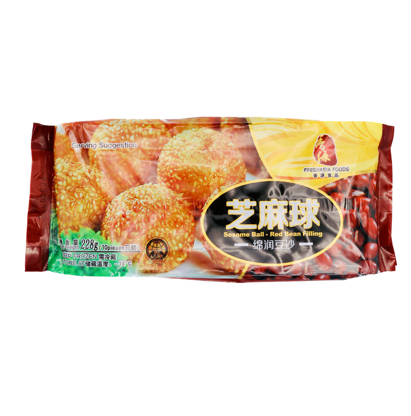 Freshasia Foods Sesame Coated Rice Ball with Red Bean Filling 香源食潤綿豆沙芝麻球 228g (Frozen) | Tuk Tuk Mart